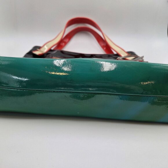 Rare Christian Louboutin CABAS Black Vinyl Tote With Green Red Accents & Tassels - Picture 9 of 13